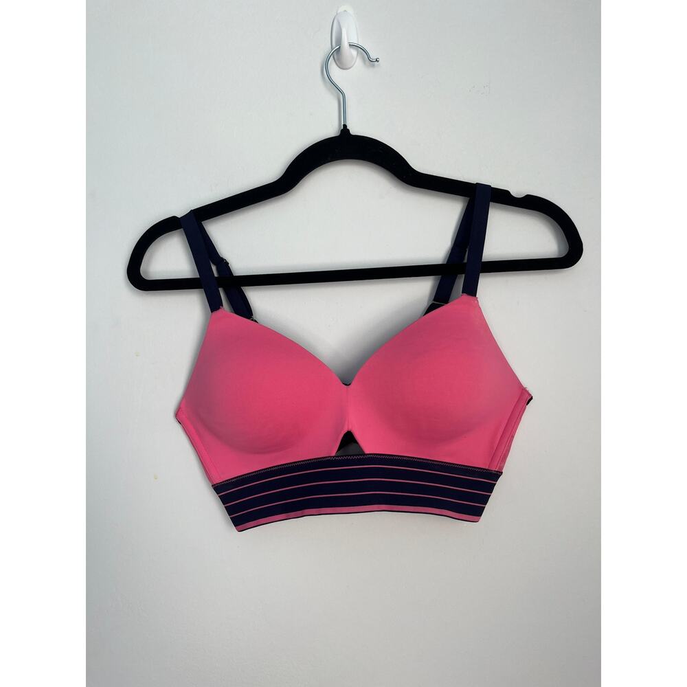 Spanx Bralette Women S Pink Navy Striped Wireless Padded Stretch Bra